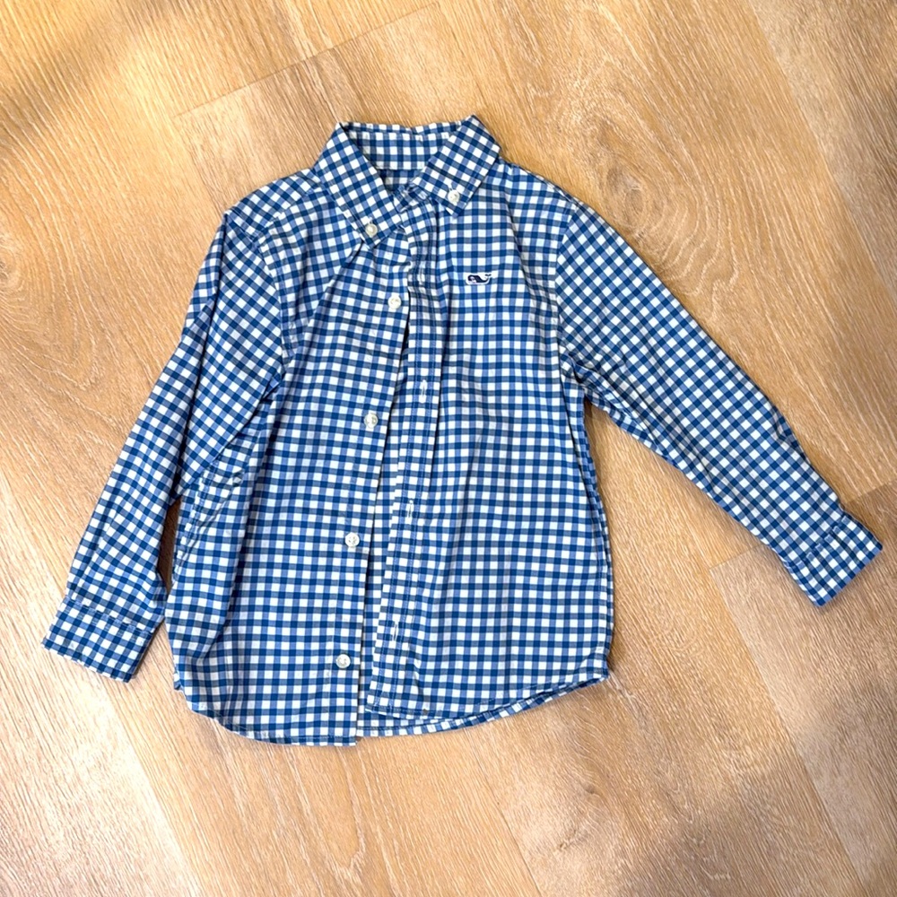 Boys 3T Vineyard Vines Blue Gingham Button Down Shirt